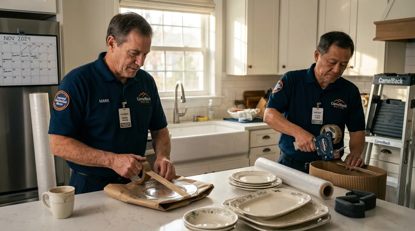Professional crew packing kitchen dishware in Brookfield, IL